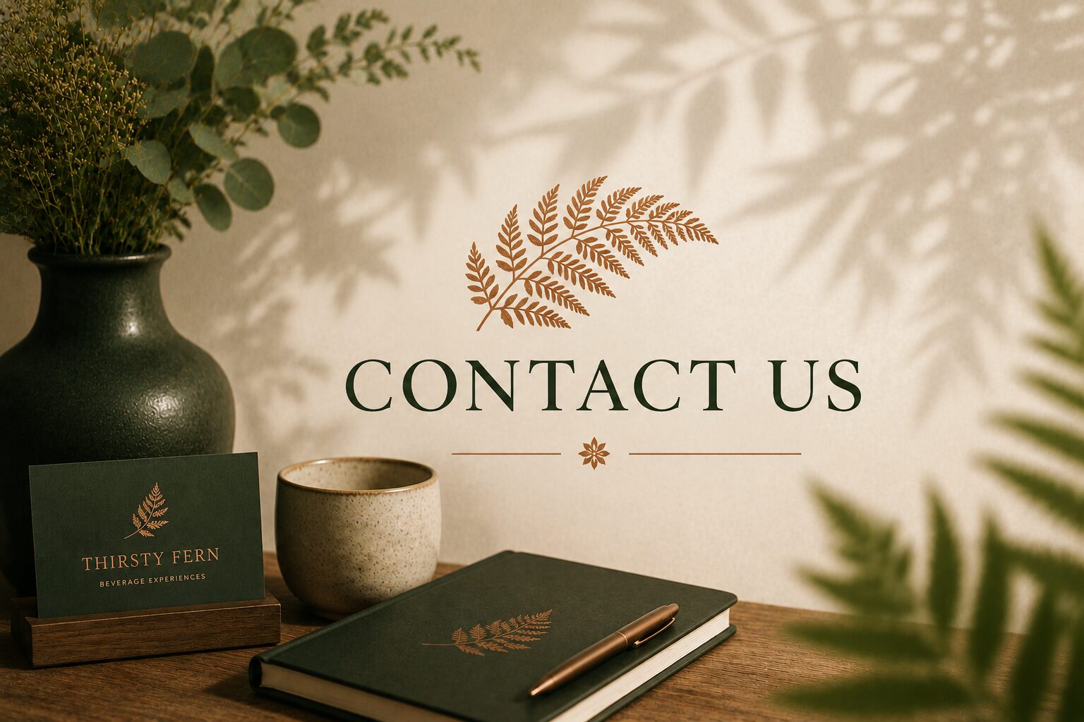 Thirsty Fern contact and beverage service setup